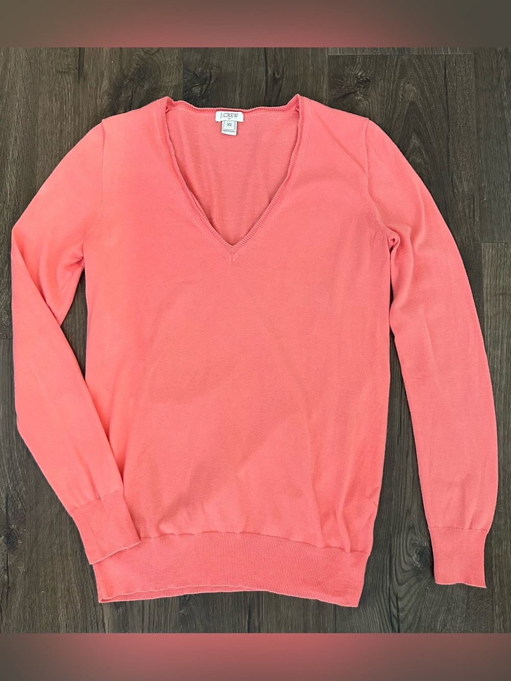 J. Crew Lightweight V-Neck Sweater in Coral